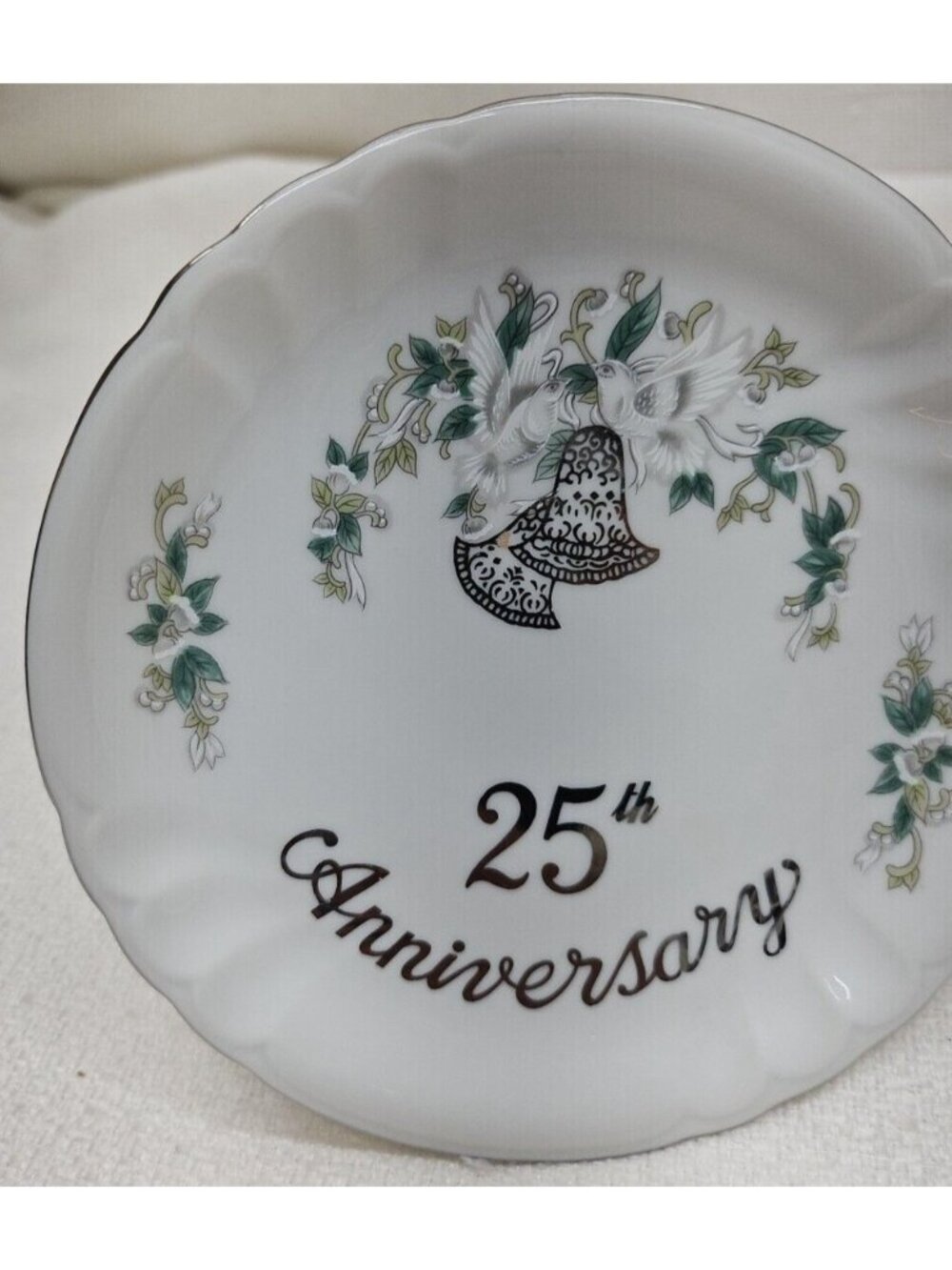 25th Anniversary Pedestal Cake Stand Silver Jubilee Wedding Bells Compote - Picture 12 of 14